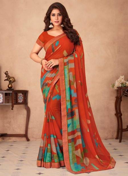 Orange Colour Ruchi Savera New Designer Daily Wear Fancy Chiffon Saree Collection 19305 B